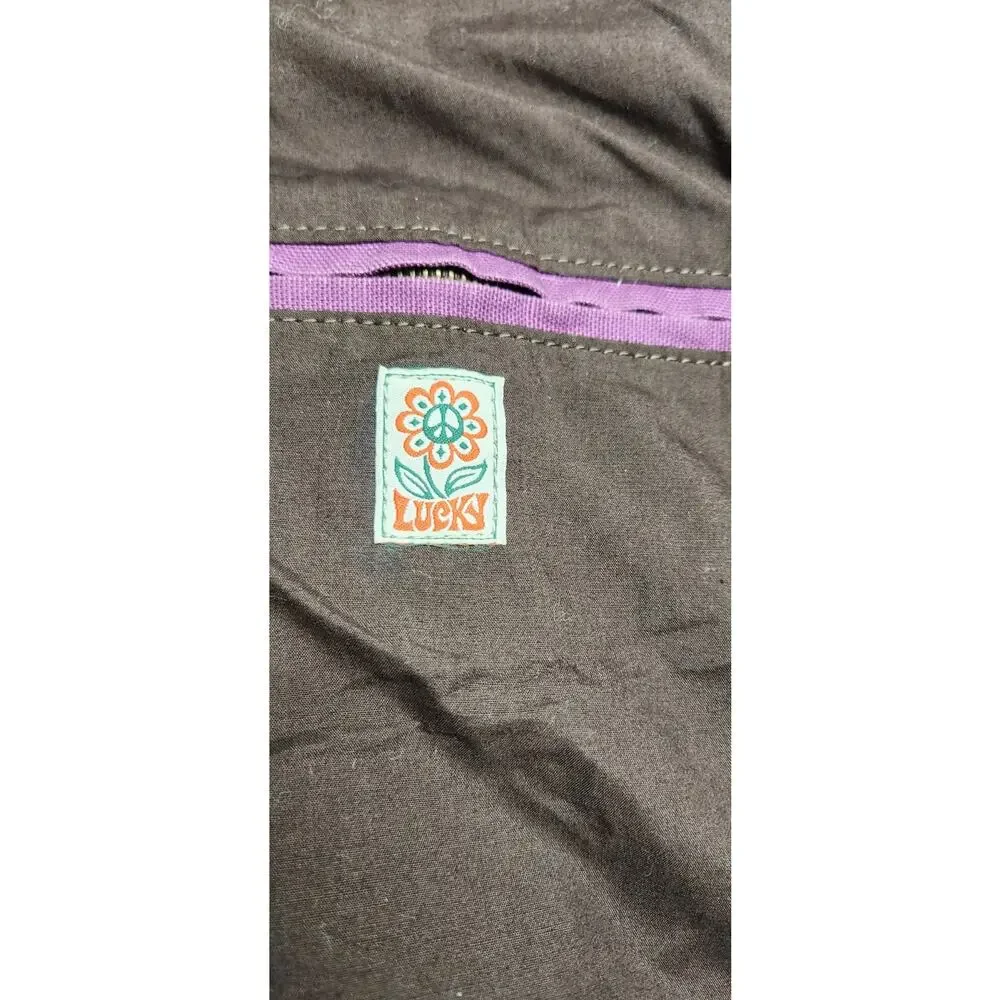 Lucky‎ Brand Floral Embroidered Sling Bag Brown Hobo